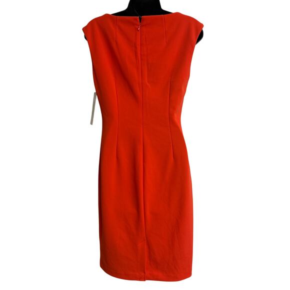 Calvin Klein Women Dress Sheath Size 4 Women Sleeveless Stretch Orange NWT New - Picture 6 of 8